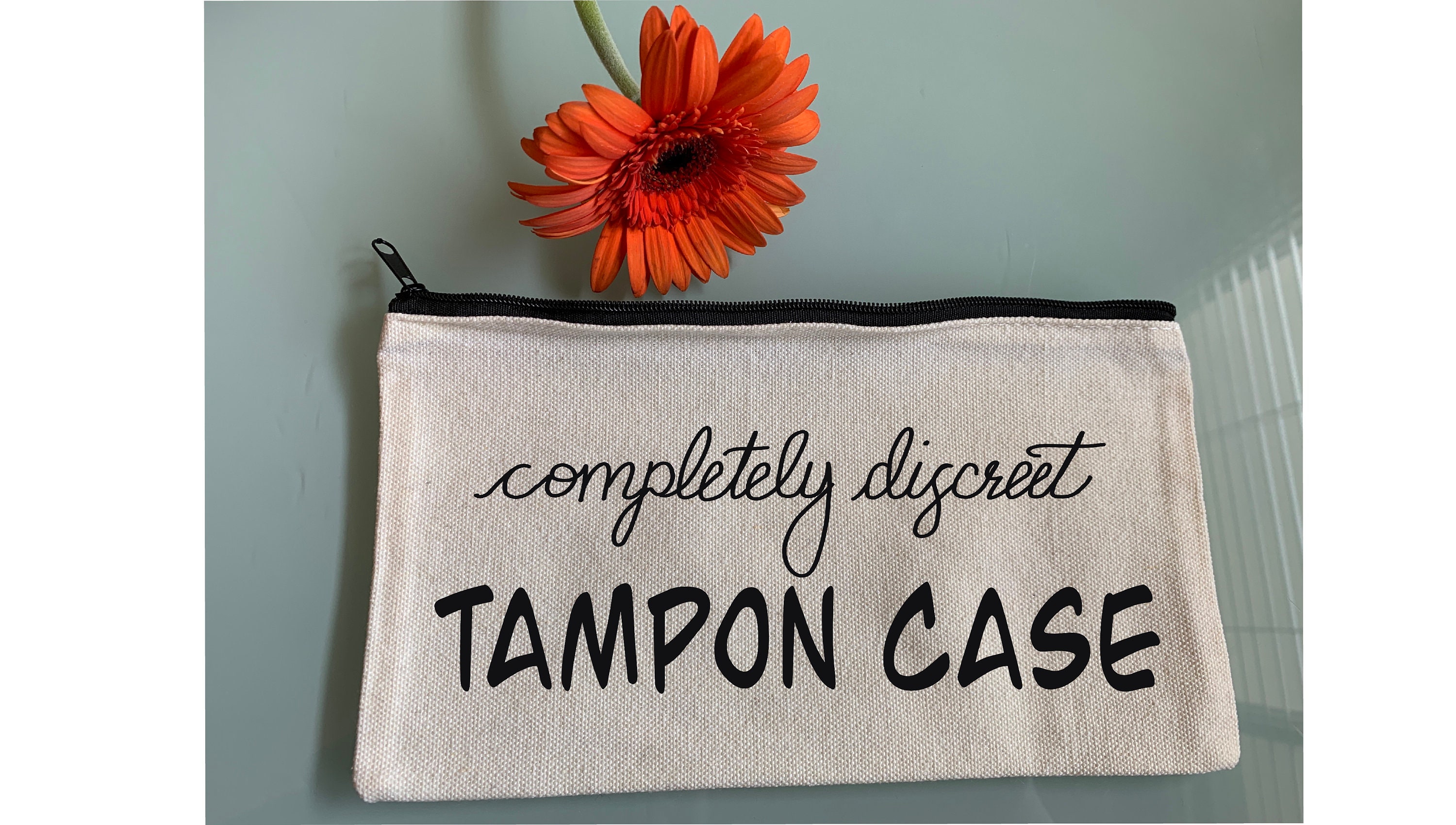 Completely Discreet Tampon Bag/ Pouch Vinyl Embroidered Pouch 