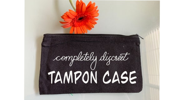 Completely Discreet Tampon Bag/ Pouch Vinyl Embroidered Pouch 