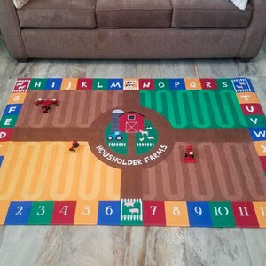 Custom Name Kid's Farm Play Rug 72x48 - Etsy