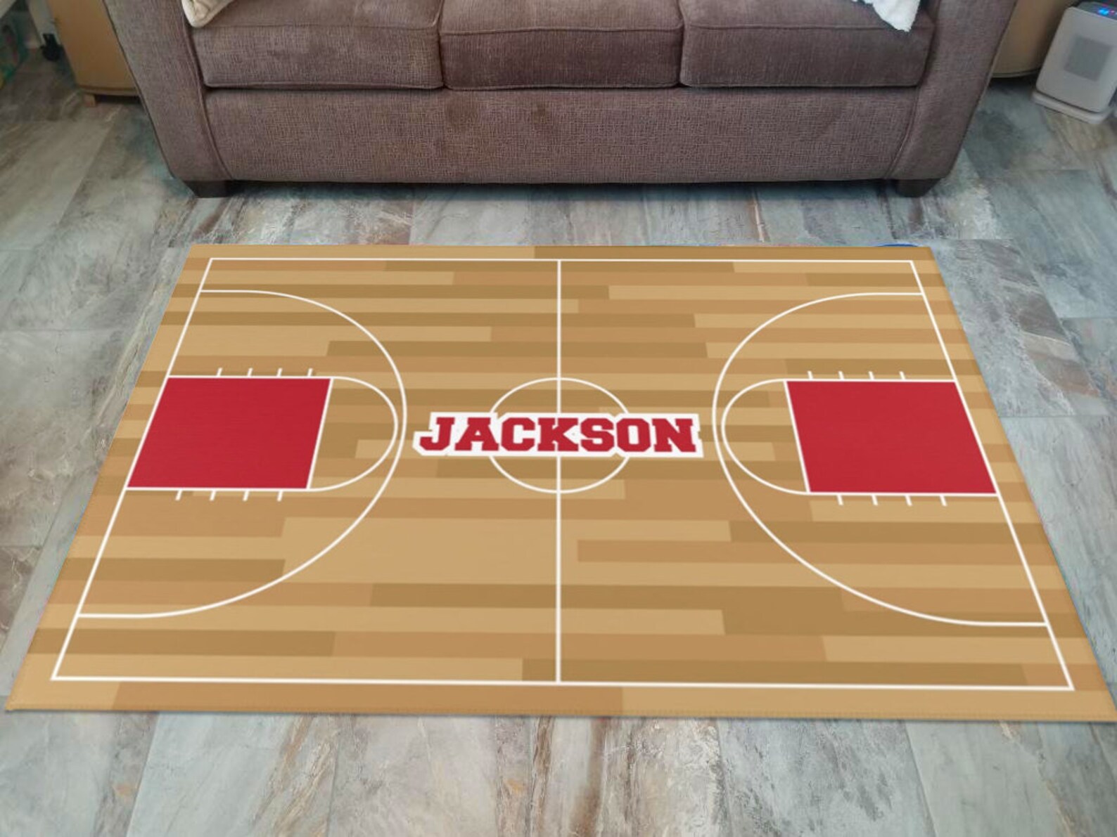 Custom Name and Color Basketball Court Area Rug Etsy