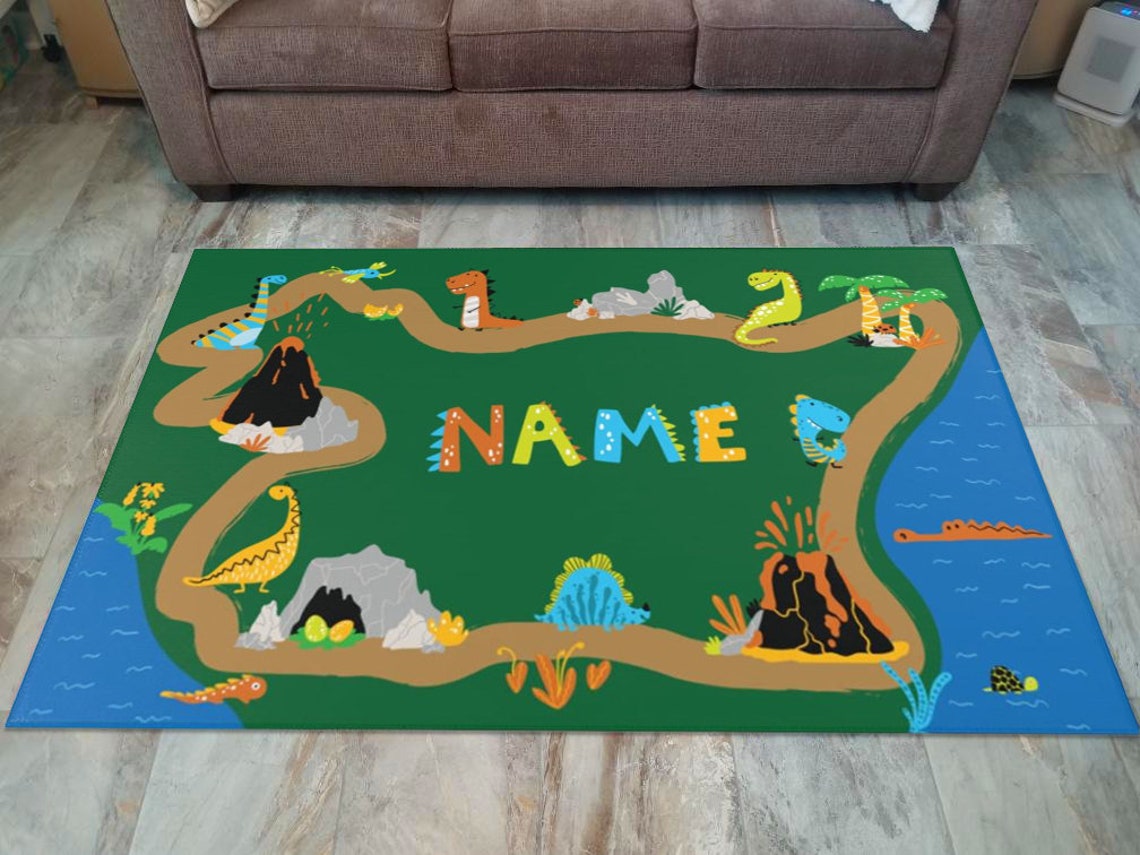Custom Dinosaur Kid's Play Rug 72 X 48 Etsy Canada