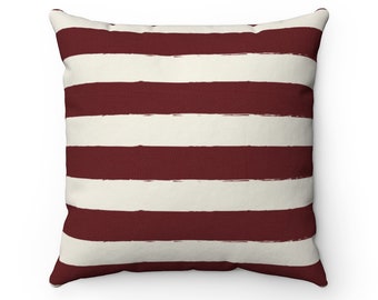 Red and White Stripe - 14" Spun Polyester Square Pillow