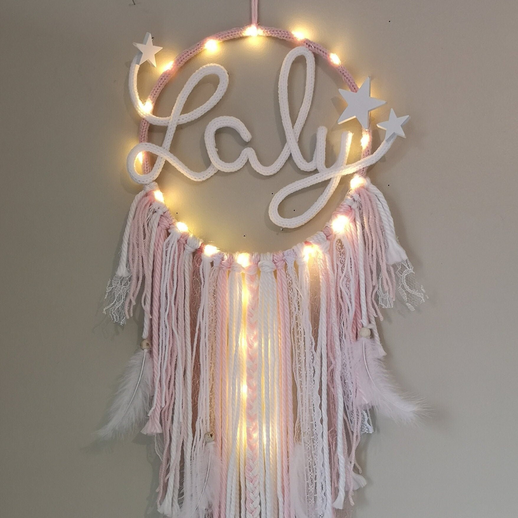 Attrape Rêves Prénom Tricotin Lumineux Idée Cadeau Enfants