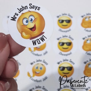 Teacher's Emoji Reward Personalised Stickers for Class students