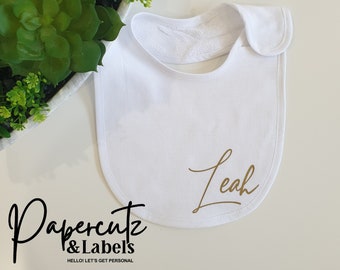 Personalised Baby Bib, Baby Shower Gift, New Baby Announcement, New Baby Outfit, Customised Bib