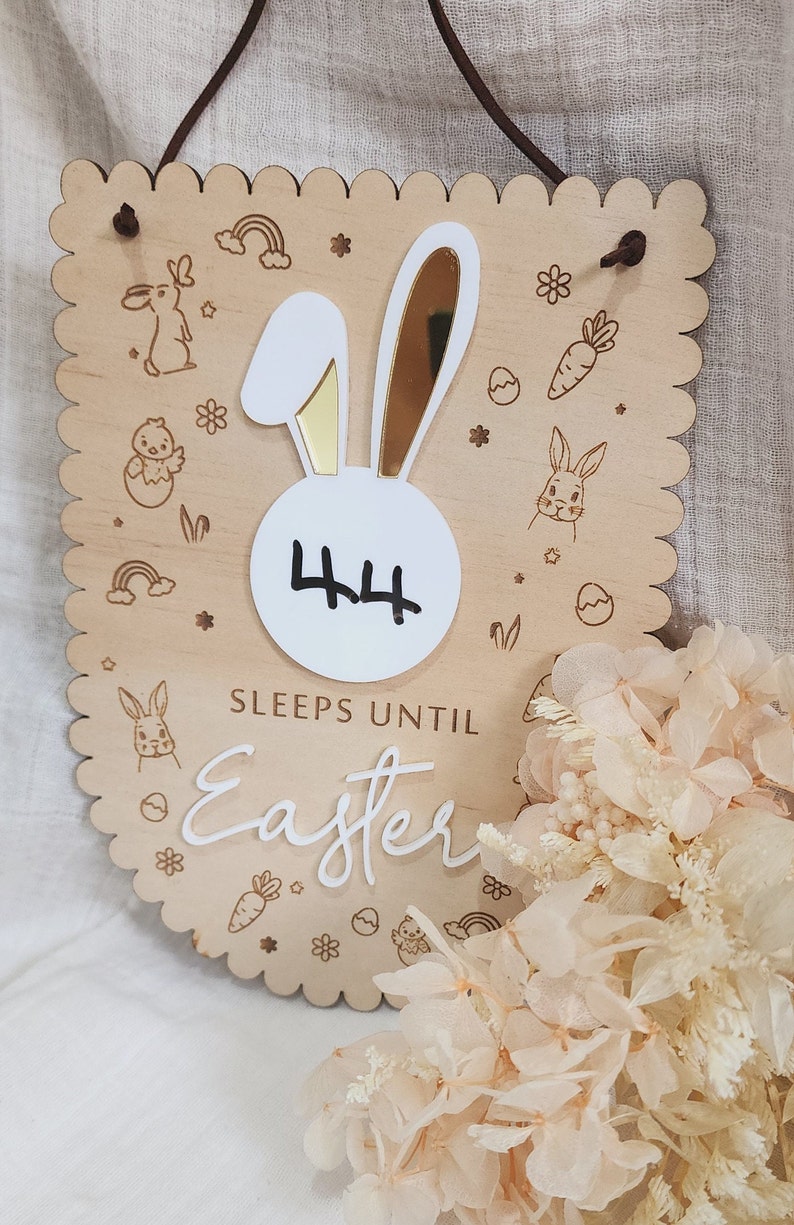 Easter Countdown Board, Sleeps until Easter Bunny Sign, Easter Calendar, Sleeps Countdown for Easter image 2