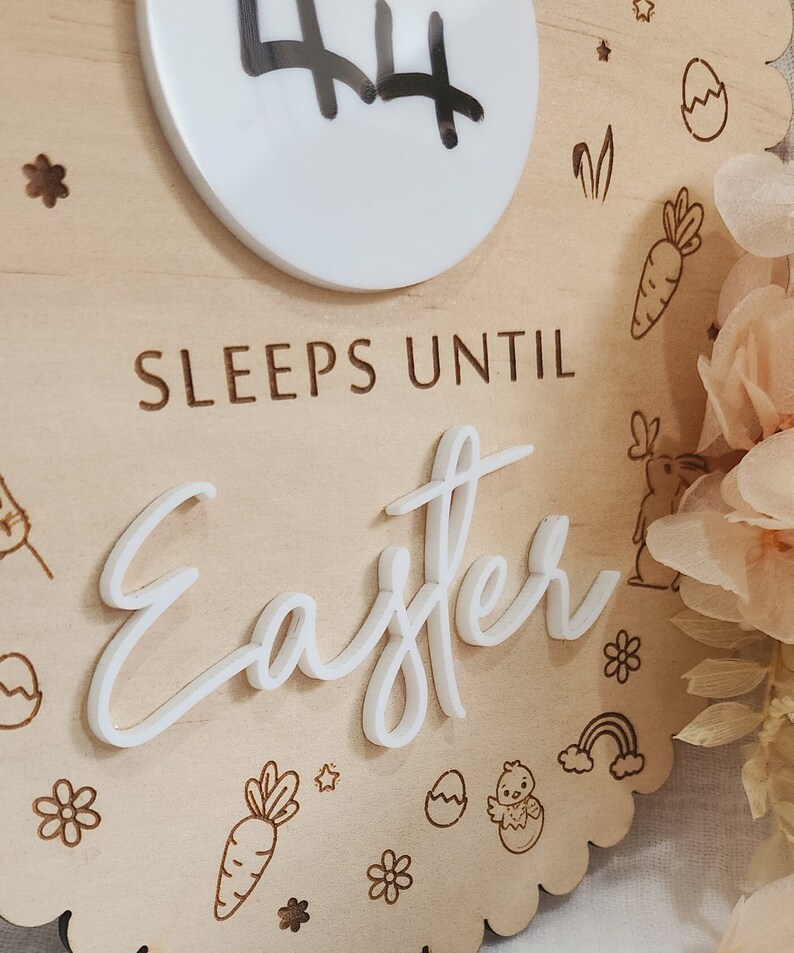 Easter Countdown Board, Sleeps until Easter Bunny Sign, Easter Calendar, Sleeps Countdown for Easter image 4