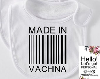 Made in vachina Bib | Funny Baby Bib | Baby Boy | Baby Girl | Cute Baby Shower Gift