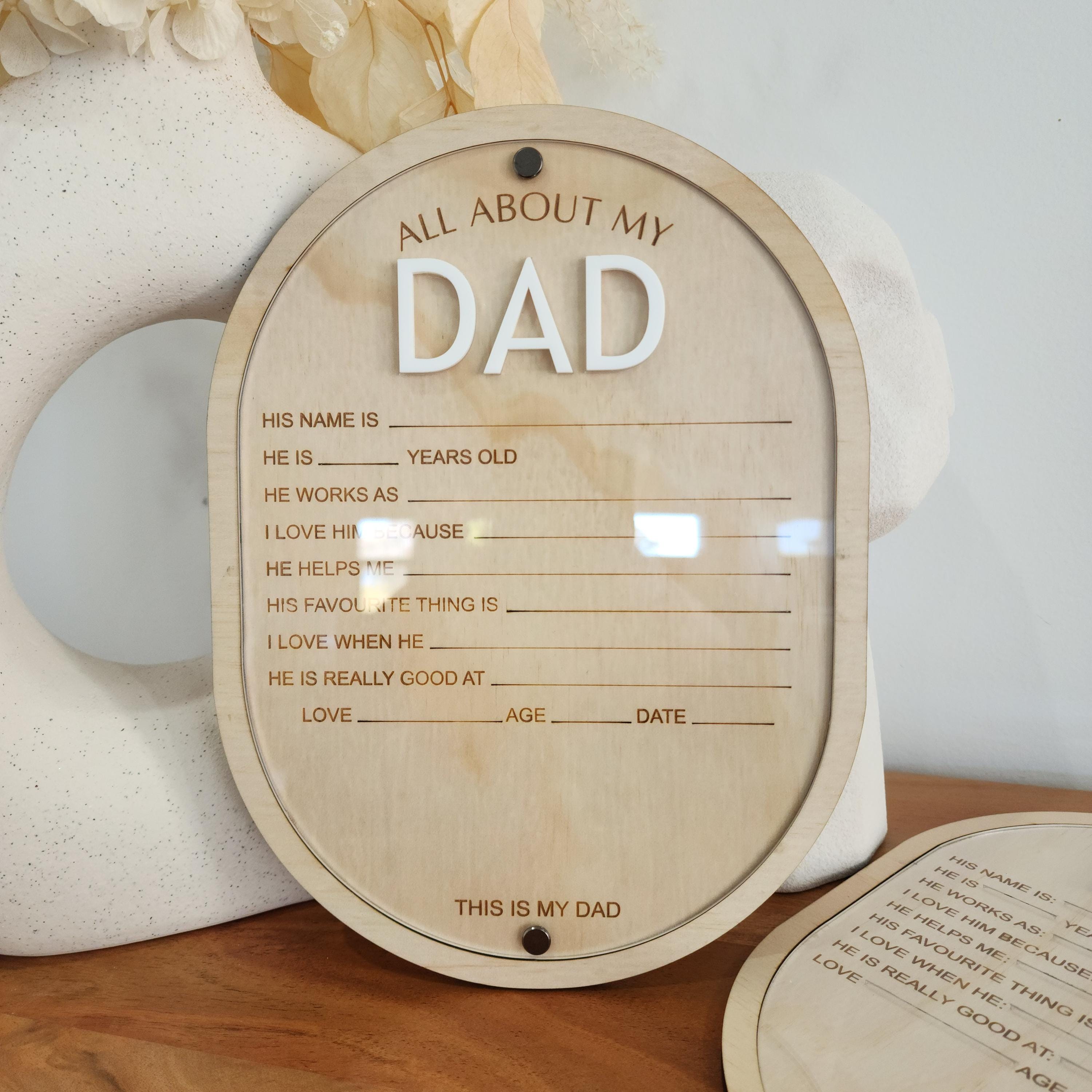 Personalized Father's Day Interview Board, Acrylic & Wood Keepsake ...