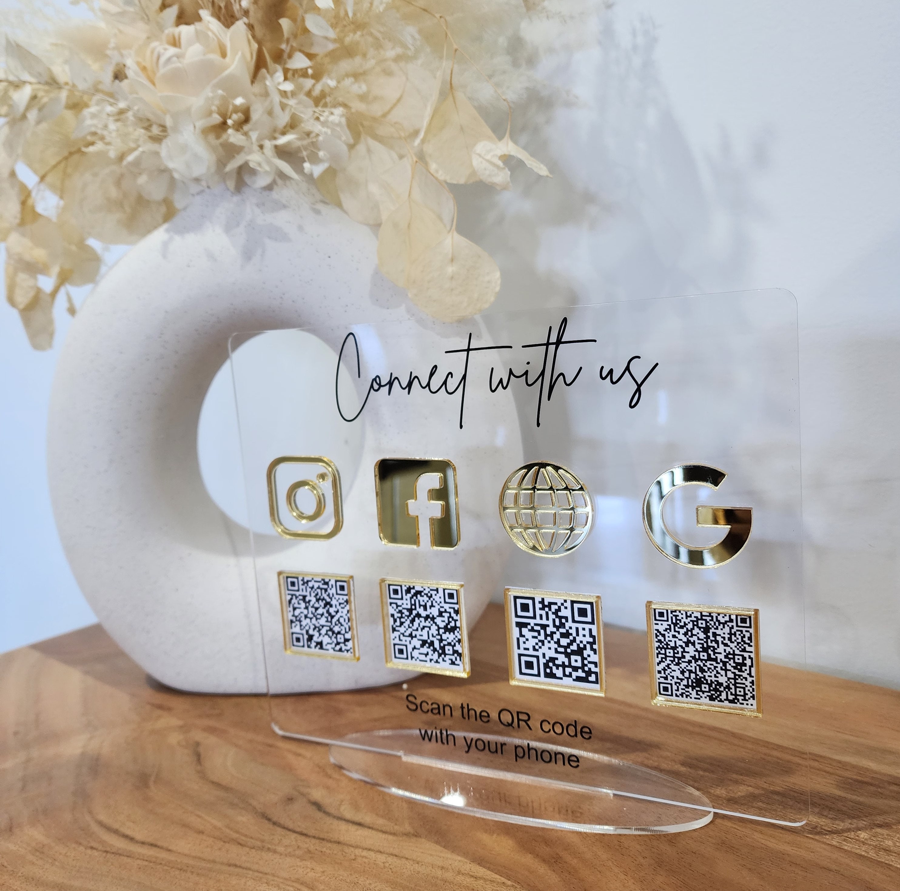 Acrylic QR Code Business Sign, Social Media Display - Etsy Australia