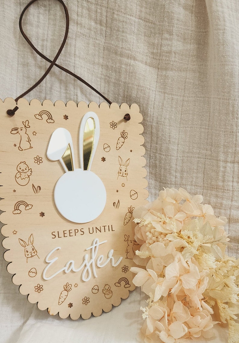 Easter Countdown Board, Sleeps until Easter Bunny Sign, Easter Calendar, Sleeps Countdown for Easter image 3