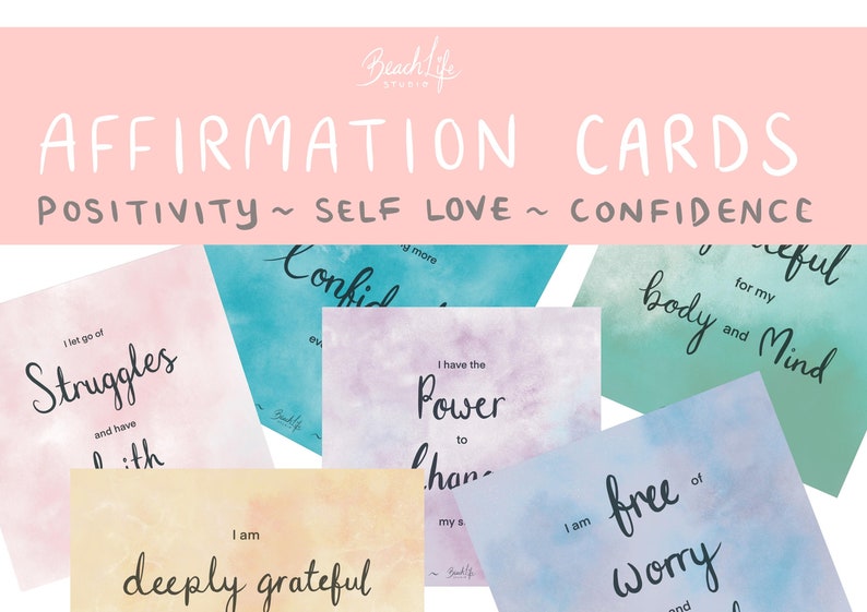 36 Printable Affirmation Cards ~ Self Love ~ Positivity ~ Confidence ~ Inspiration INSTANT DOWNLOAD