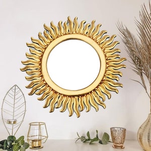 Peruvian Mirror - "MODERN SUNBURST" Peruvian wall mirror - Bathroom mirror - Aesthetic mirror - Circular wall mirror - Wooden mirror