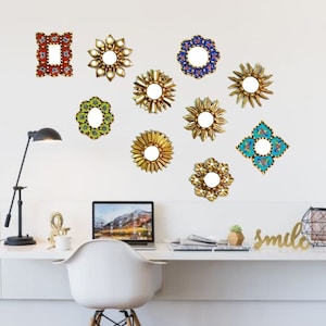 Peruvian Mirror- "COLECCION MINI" - Peruvian wall mirror - Bathroom mirror - Aesthetic mirror - Circular wall mirror - Wooden mirror