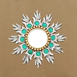 Decorative mirror-peruvian mirror &quot;SUNBURST INTI SILVER&quot; - Diameter 20 &quot;x20&quot; - Wall Mirror - Home Decor - Peruvian crafts