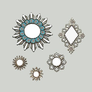 Peruvian mirror- decorative mirror Set of 5 "TURQUOISE FLASH" - Interior decorations- Home decoration- Unique gifts- Peru Mirrors