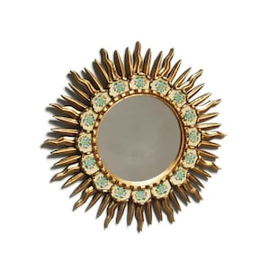Peruvian Mirror - "MARFIL SUNBURST" Peruvian wall mirror, Bathroom mirror, Aesthetic mirror, Circular wall mirror - Wooden mirror