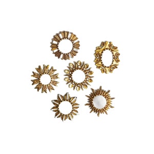 Round decorative mirror &quot;SET CUZCO GOLDEN&quot; - Interior Decoration - Wall Mirror - Home Decoration - Peruvian Crafts