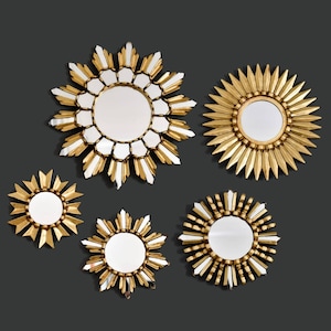 Round decorative set de 5 units. "PRE-COLUMBIAN MIRRORS" - Interior Decoration - Wall Mirror - Home Decoration - Peruvian Crafts