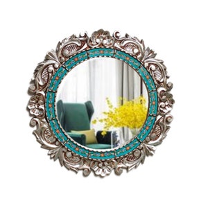 Peruvian Mirror - "BLOSSOM MIRROR" Peruvian wall mirror - Bathroom mirror - Aesthetic mirror - Circular wall mirror - Wooden mirror