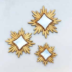 Decorative mirror set of 3 "TRIO DIAMANTE" - Peruvian mirror - sunburst mirror - handmade Peru - unique design - Peruvian crafts