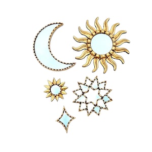 Peruvian mirrors set of 5 &quot;CUZQUEÑO GOLDEN SKY&quot;- Decorative mirror - Peruvian handicrafts - Unique gifts - interior decoration - Peru