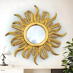 Decorative mirror - peruvian mirror "TRIGAL SUNBURST" - Diameter 23 "x23" - Wall Mirror - Home Decor - Peruvian crafts