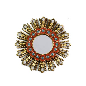 Round decorative mirror 14 "x14", "OJOS DE INKA" - Interior decoration - Wall mirror - Home decoration - Peruvian Crafts