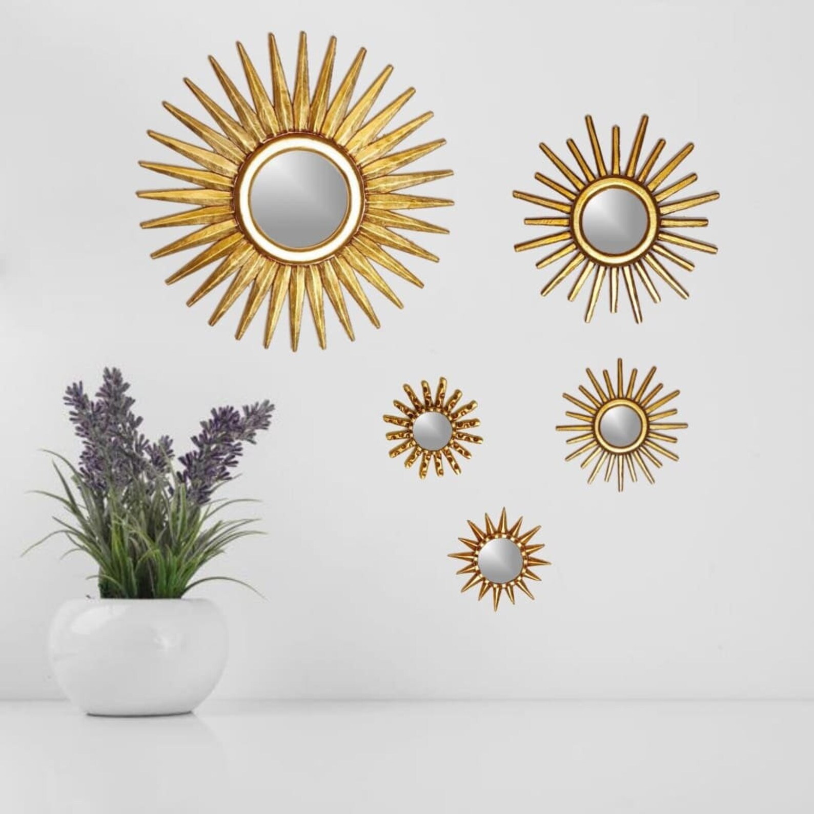 Decorative Mirror Set of 5 Units starburst Etsy