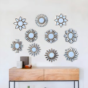 Round decorative set de 5 units. "PRE-COLUMBIAN MIRRORS" - Interior Decoration - Wall Mirror - Home Decoration - Peruvian Crafts