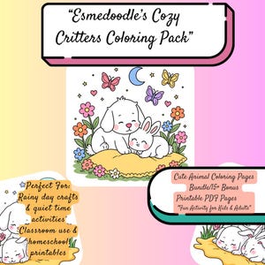 Cute Animal Coloring Pages Bundle | 15+ Printable PDF Pages | Instant Download | Fun Activity for Kids & Adults