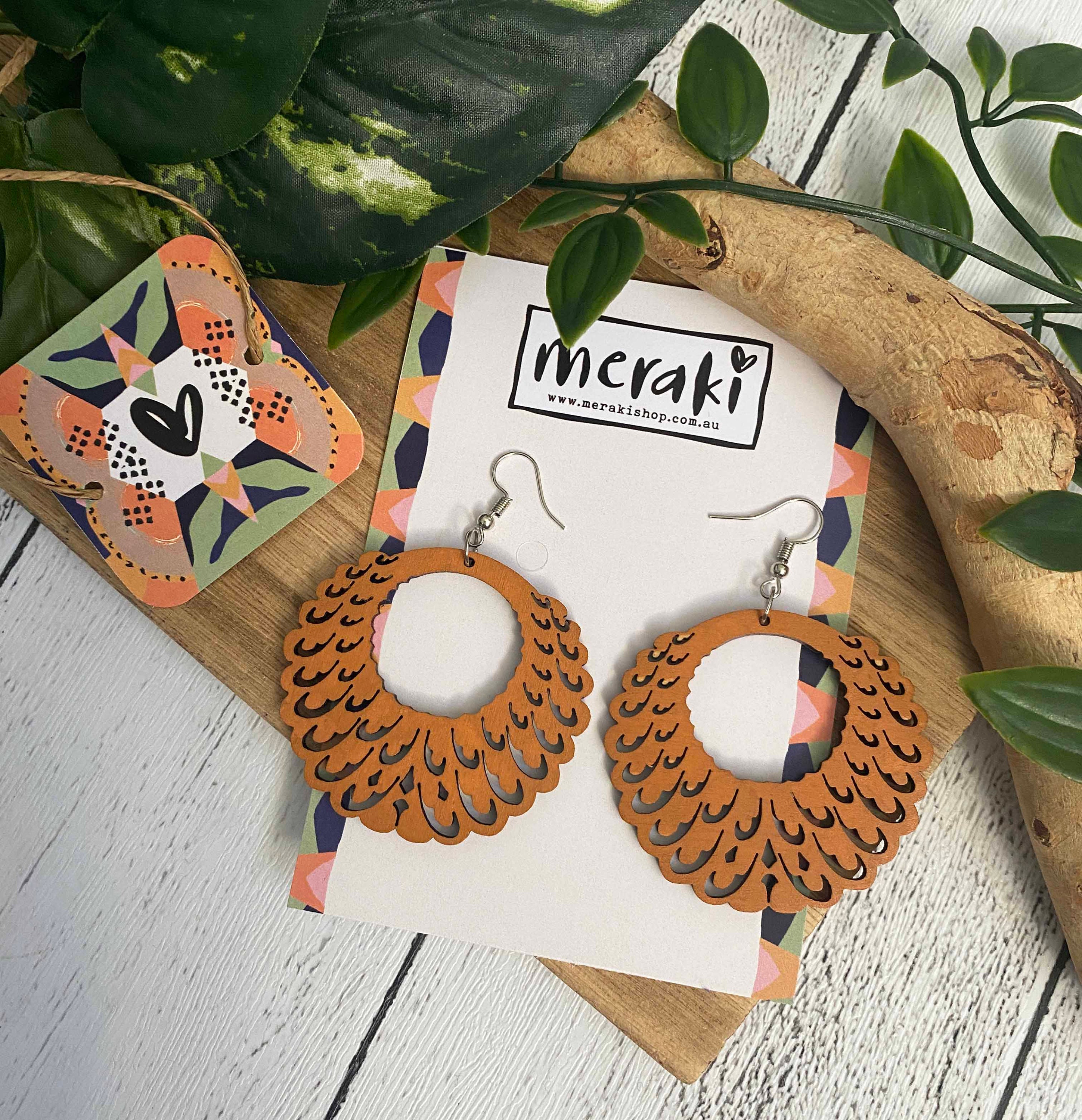 Paparazzi orange sale wooden earrings