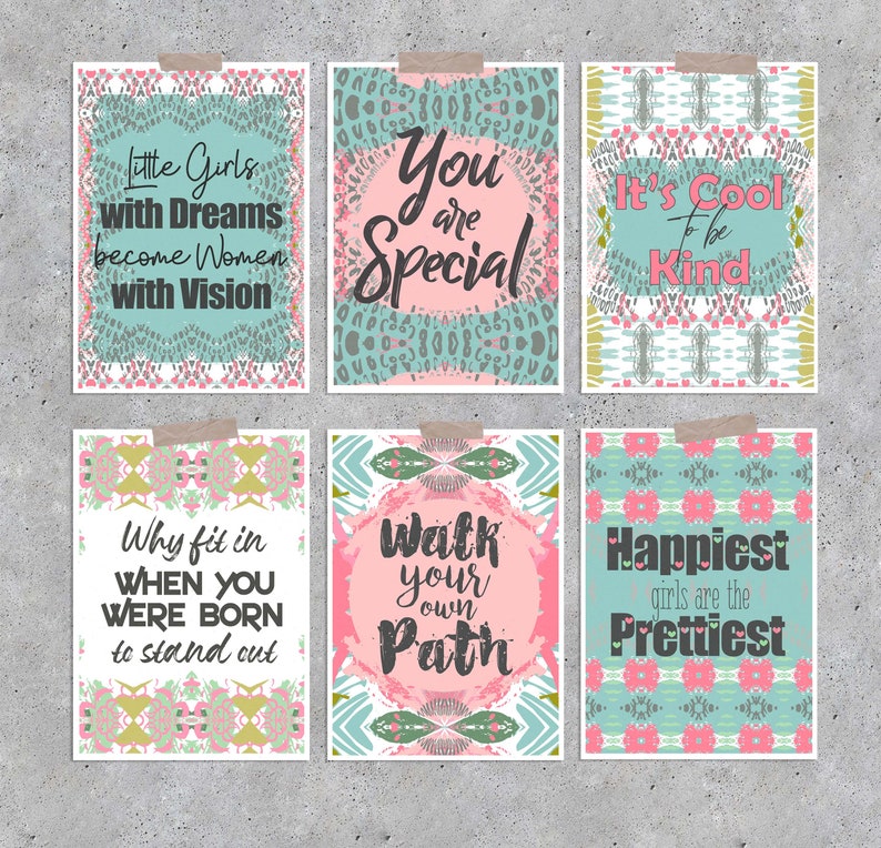 Set of 6 Inspirational Prints A6 A5 A4 or A3 Wall Art for - Etsy