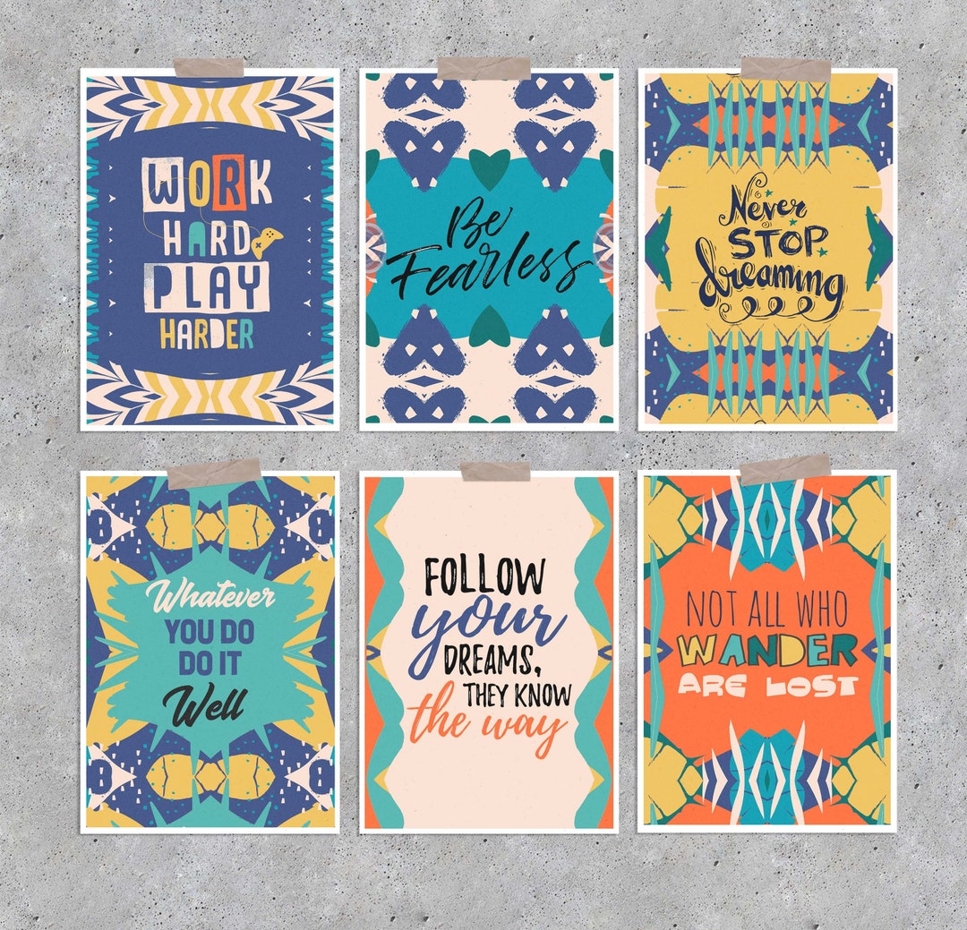 Inspirational Prints, A4 or A3, Set of 6, Wall Art for Tweens, Art ...