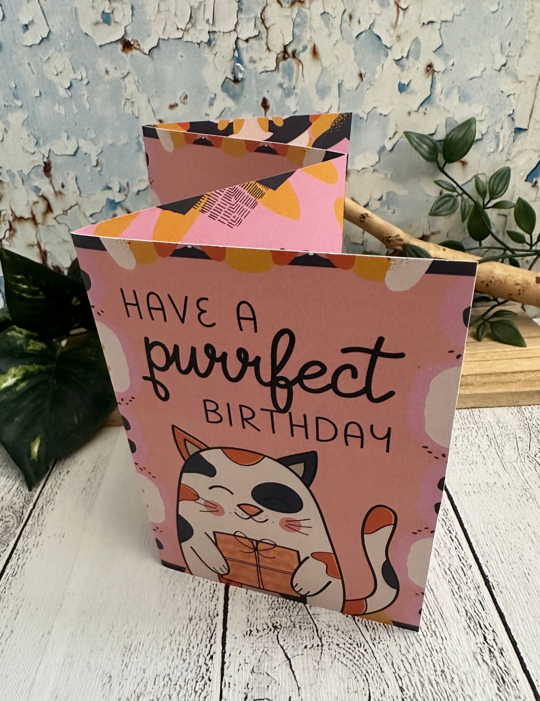 Cat Lover Folded Birthday Card With Affirmations, One of a Kind, Unique ...
