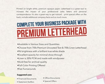 100 Letterheads Full Color 8 1/2 x 11 70# White With Bleed