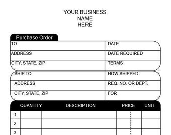 PO Book 2 Part NCR 50 Sets 51/2 x 81/2 In Full Color With Your Info On Top And Numbered