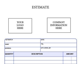 2 Part NCR Estimate Book 50 Sets For Your Business Printed in Color With Your Logo