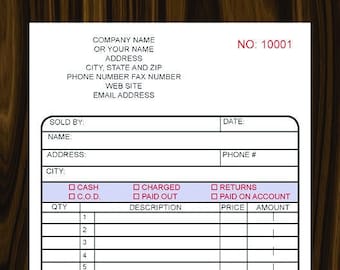 250 Sets of 2 part 5.5 x 8.5 Carbonless Custom Receipt Form Full Color. Free Numbers These are not in books.
