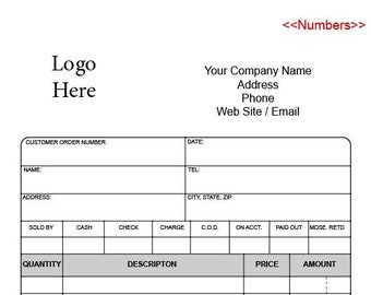 2 Part Ncr Carbonless Sales Receipt Book Full Color Customized 5.5 x 8.5 (50 Sets) With Wrap around Cover For Small Business And Numbered