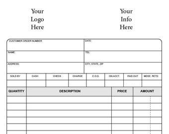 100 Sets 3 Part NCR Form 8.5 x 11 Custom With Your business info and logo and numbered