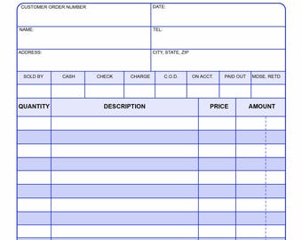 2 Part Ncr Carbonless Custom Sales Receipt Book Full Color 5.5 x 8.5 (50 Sets) Wrap around Cover,  Small Business, Numbered   No. 1004