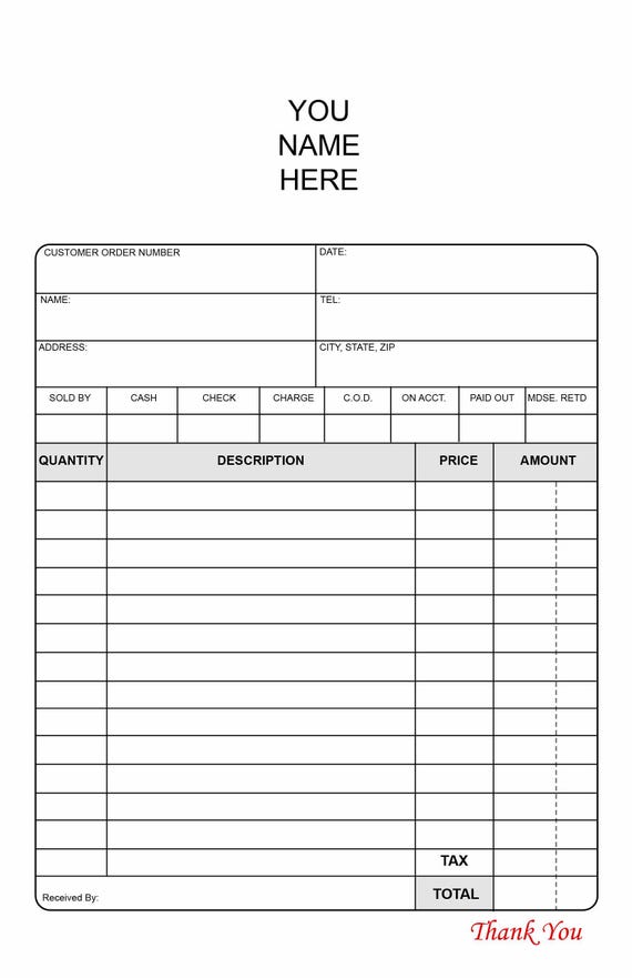 2 Part Ncr Carbonless Sales Receipt Book Full Color Customized 5.5 x 8.5 (50 Sets) With Wrap around Cover For Small Business And Numbered