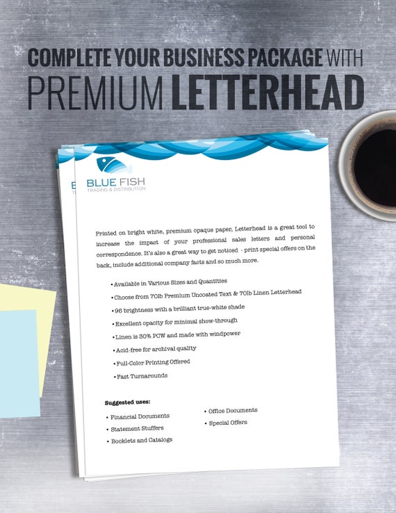 100 Letterheads Full Color 8 1/2 x 11 70# White No Bleed