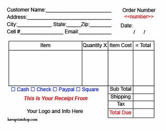 2 Part NCR Custom Sales Receipt Book Full Color 4.25" x 5.5" (50 Sets Times 2) You get 2 Books Landscape With warp around cover.