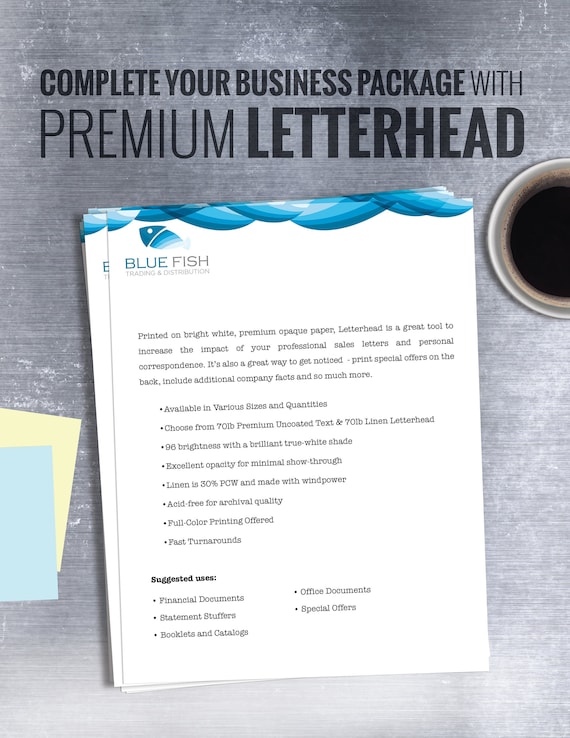 250 Letterheads Full Color 8 1/2 x 11 70# White With Bleed