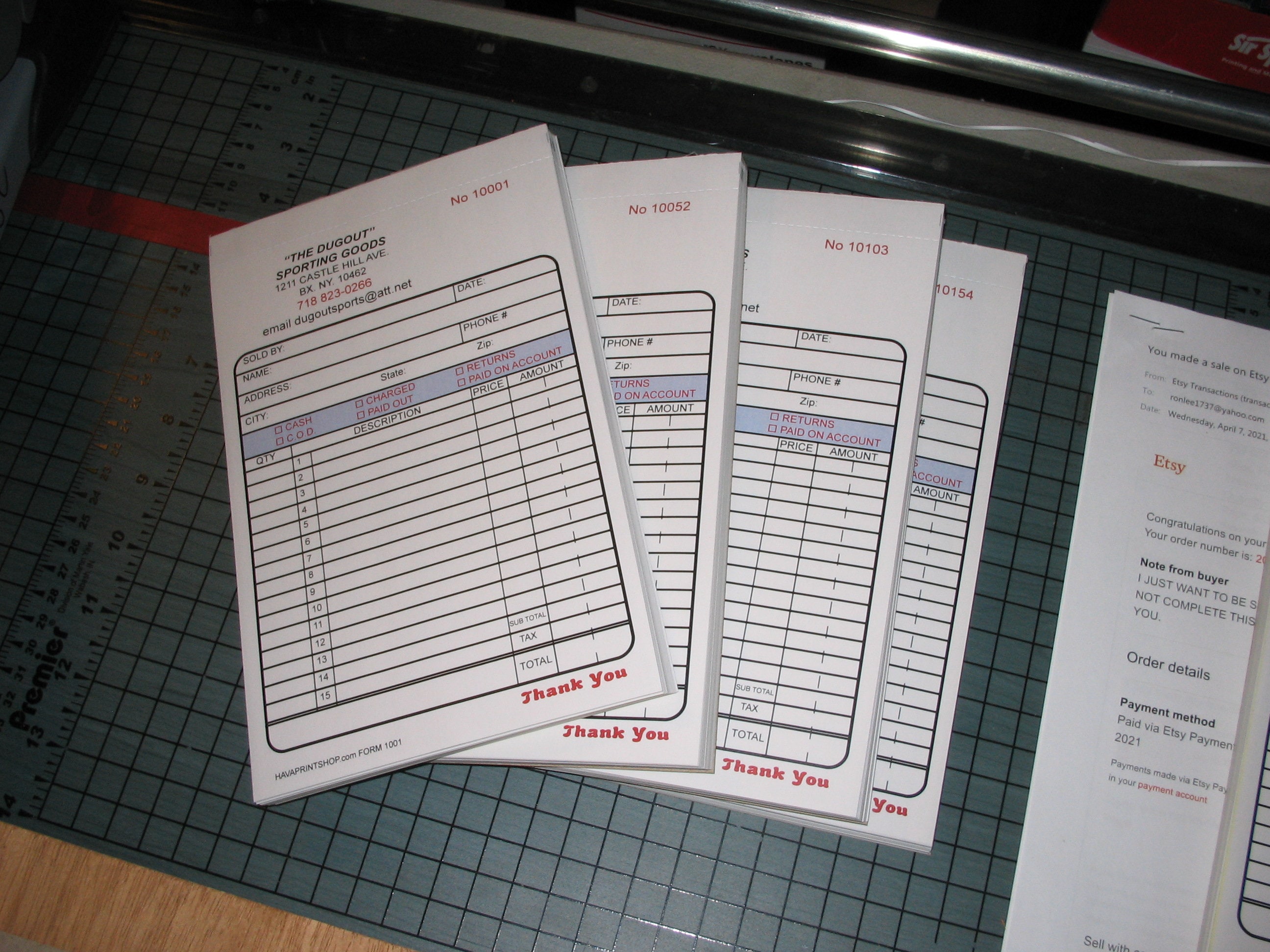 2 part ncr carbonless sales receipt book custom personalized full color