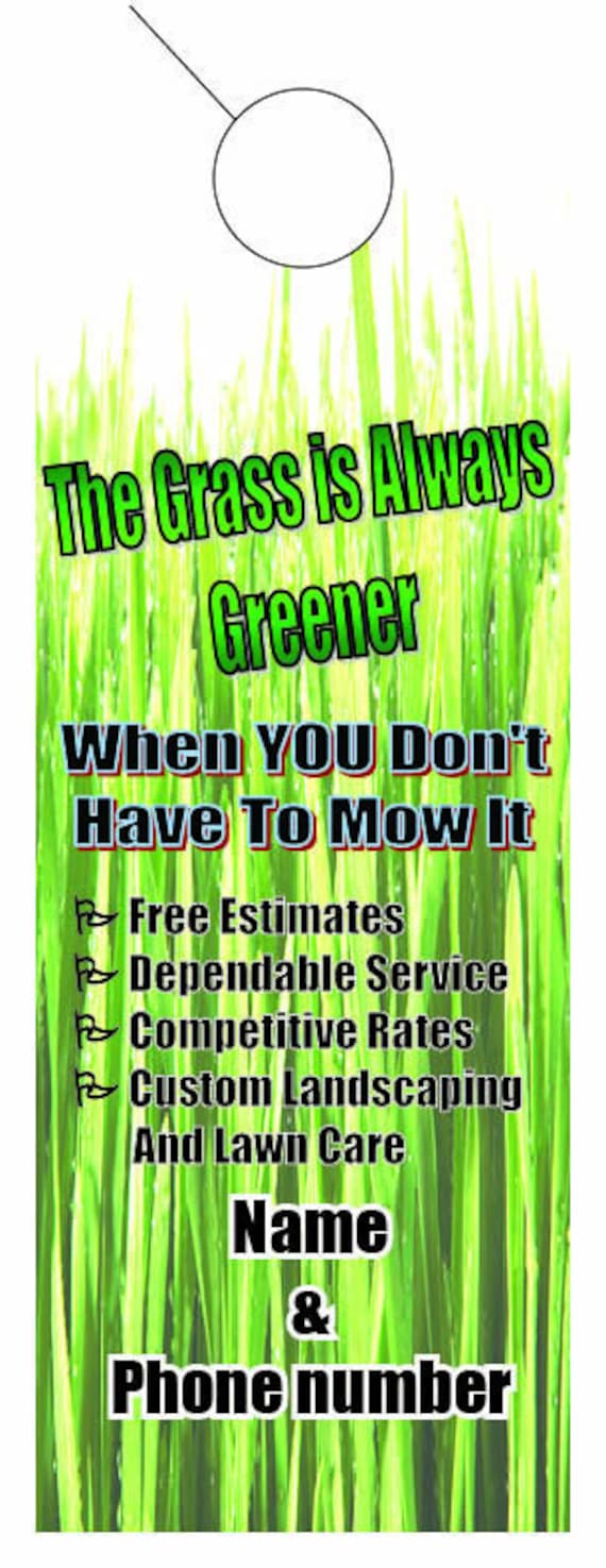 250 Lawn Care Door Hangers 4.25 " x 11" Printed with your name and Phone Number