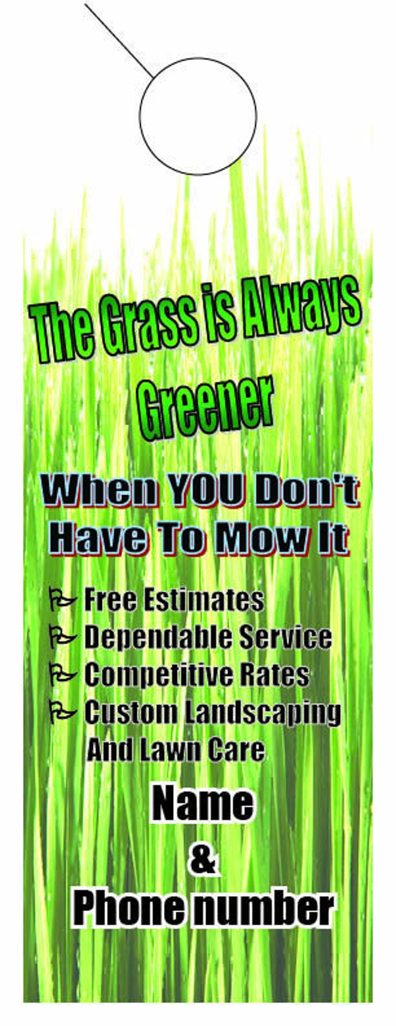 100 Lawn Care Door Hangers 4.25 X 11 Printed With Etsy