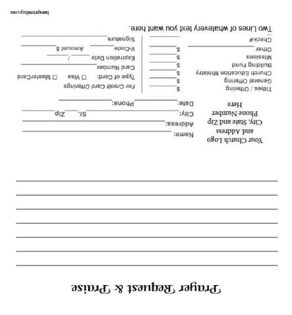 100 Custom Remittance 6 3/4 Offering Envelopes Printed 2 sided in Black Ink